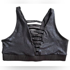 Peloton Black Glitter Strappy Back Sports Bra